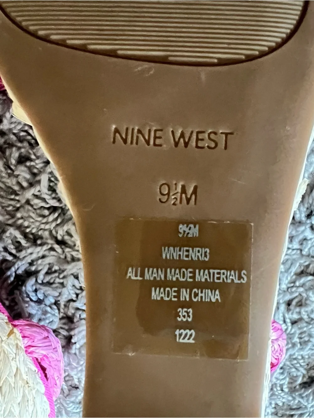 Nine West Pink Braided Espadrille Wedge Sandals